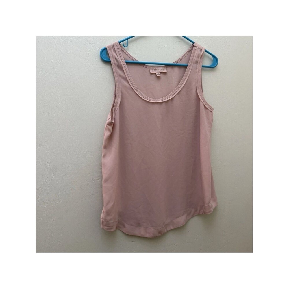 Philosophy Blush Pink sheer top medium m Scoop Neck Tank dressy capsule casual A